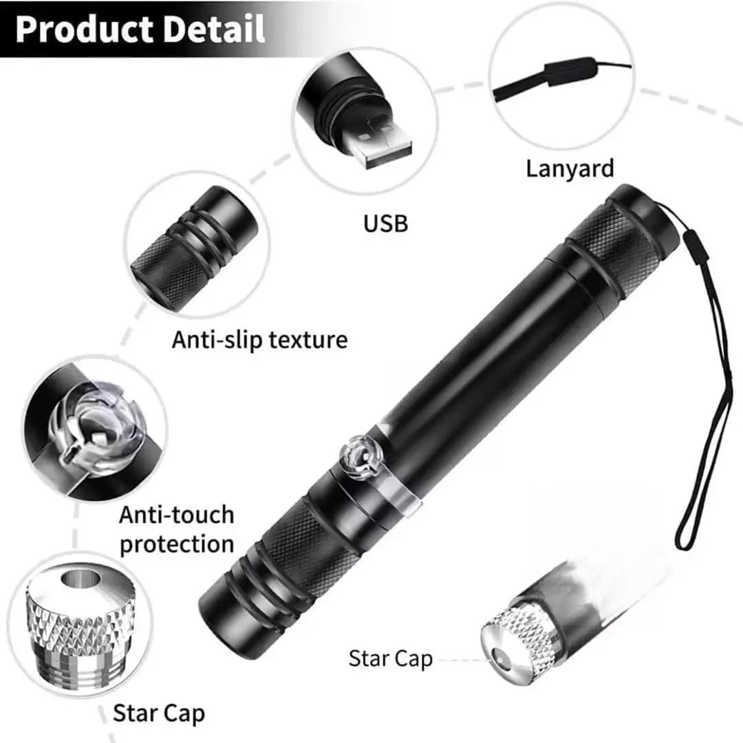 USB Rechargeable Pet Laser Toy, Laser Pointer, Low Power Safe Design, Interactive Wall Projection, Indoor Outdoor Use, Includes & Lasers