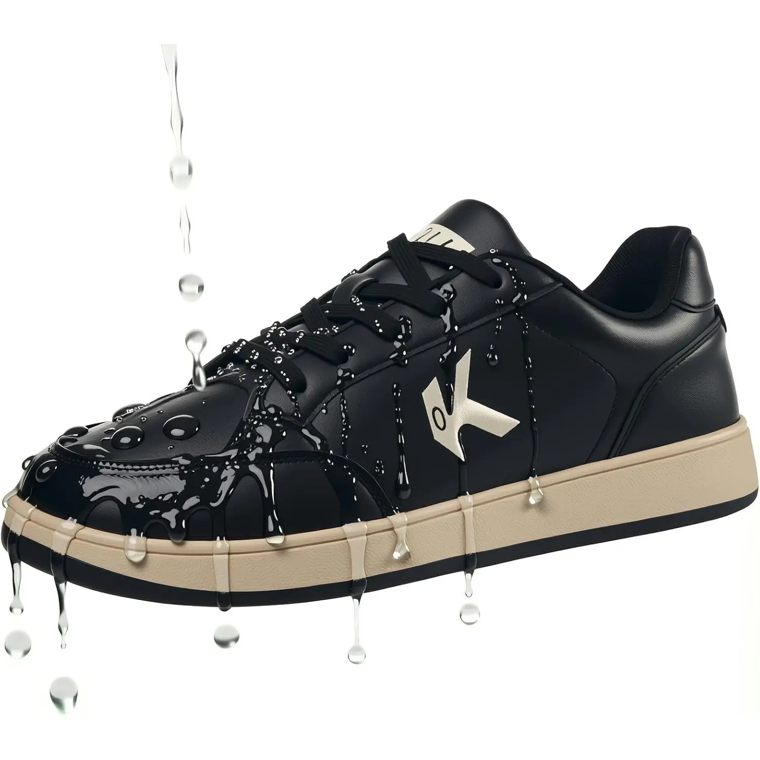 Women's Casual Walking Sneakers - Round Toe, Denim Upper, Lace-Up, Non-Slip, Water-Resistant, Lightweight, Comfortable for Food Service Nurses