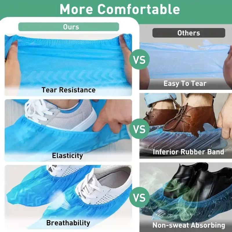50pcs Non-Woven Shoe Covers, Breathable and Slip-Resistant, Waterproof and Dustproof, Durable Adult Size for Home Visits and Outdoor Use