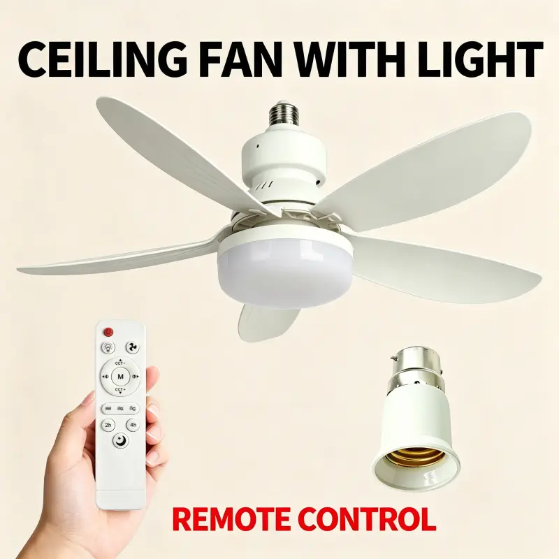 LED Ceiling Fan Light 40W 20.5in Remote Control E27 FREE B22 Converter Quiet Fan Home Ceiling Lighting for Bedroom Kitchen Garage UK Ceiling Fans Lights Smart Fan Light Off Season Clearance Valentine's Day Gift Led Light Up