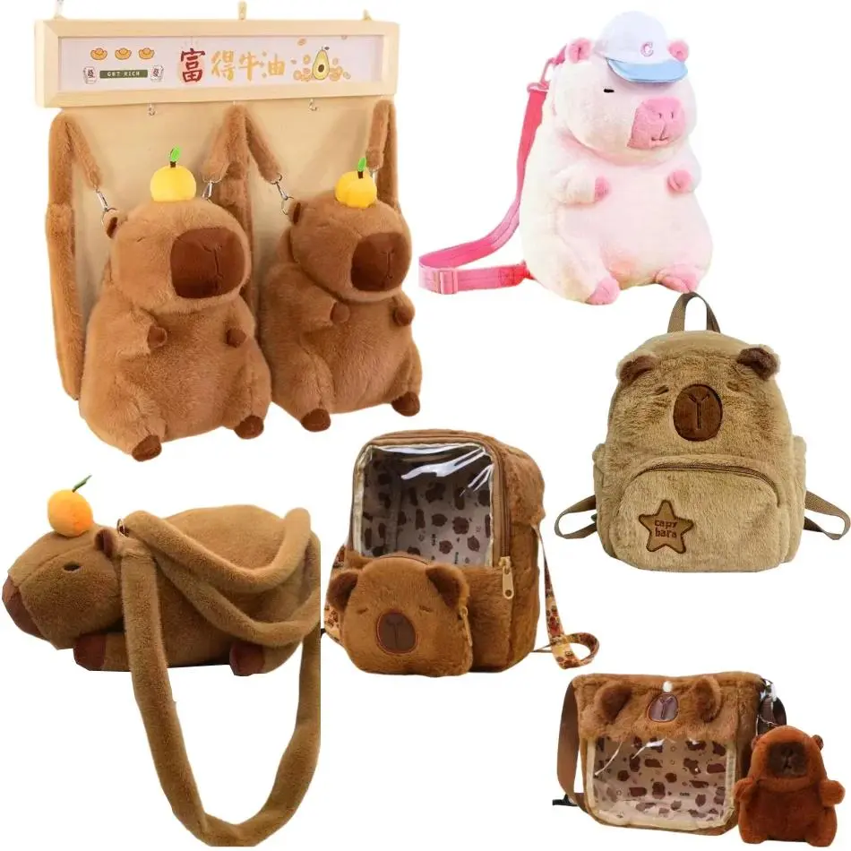 Cute Soft Plush Capybara Backpack Girl Fashionable Crossbody Bag for Women Kawaii Shoulder Bag for Children Gifts for Girlfriend
