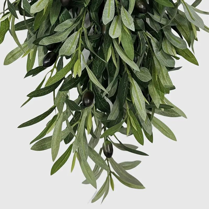 Artificial olive branch wreath with fruits and flowers - a natural-style wreath suitable for walls, doors, windows, and home decoration.