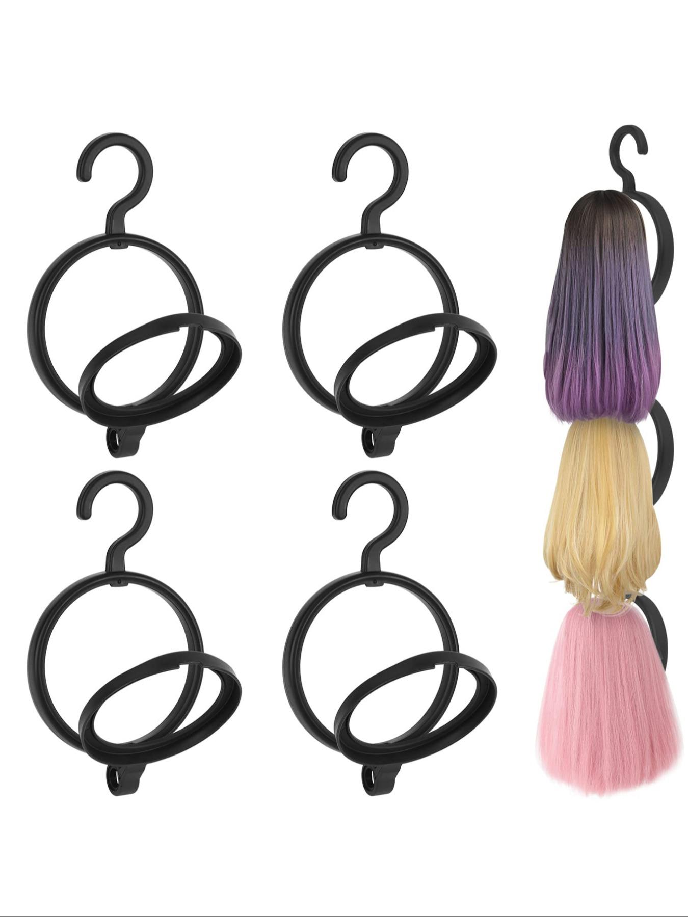 4pcs Basic Solid Color Multi-functional Hair Hooks for Women & Men, Simple Foldable & Easy Carry Wig Storage Hanger for Daily Use, Multifunctional Hanger, Door Back Shelf Hanger, Wall Mounted Hanger, Space Saving Hangers
