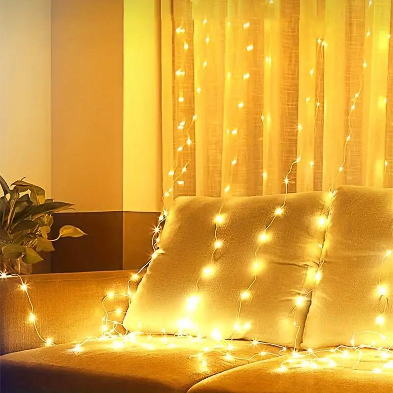 LED Curtain Light String, USB Powered LED Curtain Light String, Decorative Interior LED Lights String For Wedding Bedroom Living Room, Adjustable Led Lights