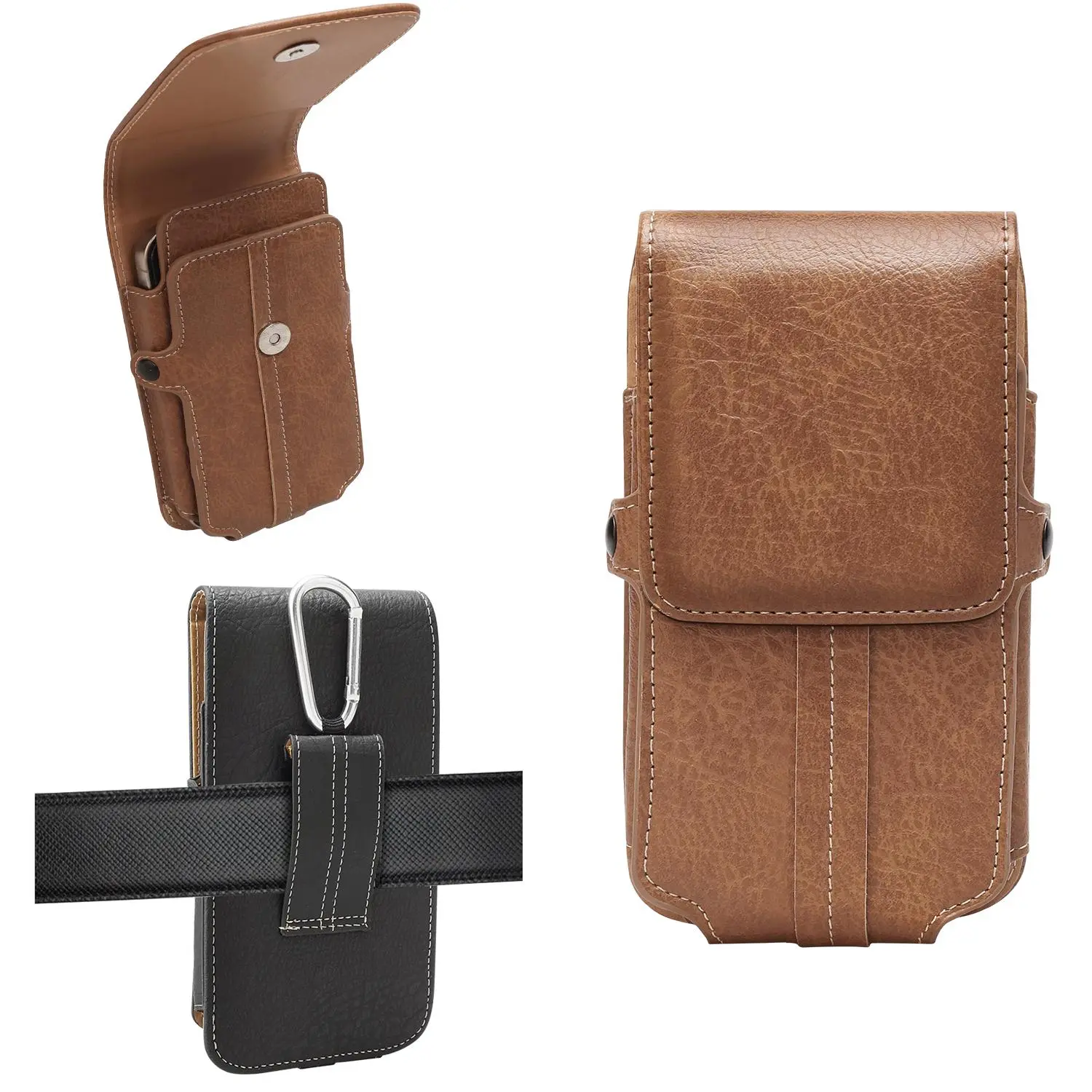 Male Leather Phone Holster with Belt Clip - Durable, Lightweight Everyday Beltpack with Card Slot - Faux Leather Waist Bag Wallet for On-the-Go Sports & Outdoor Carry - Ideal Father's Day Gift