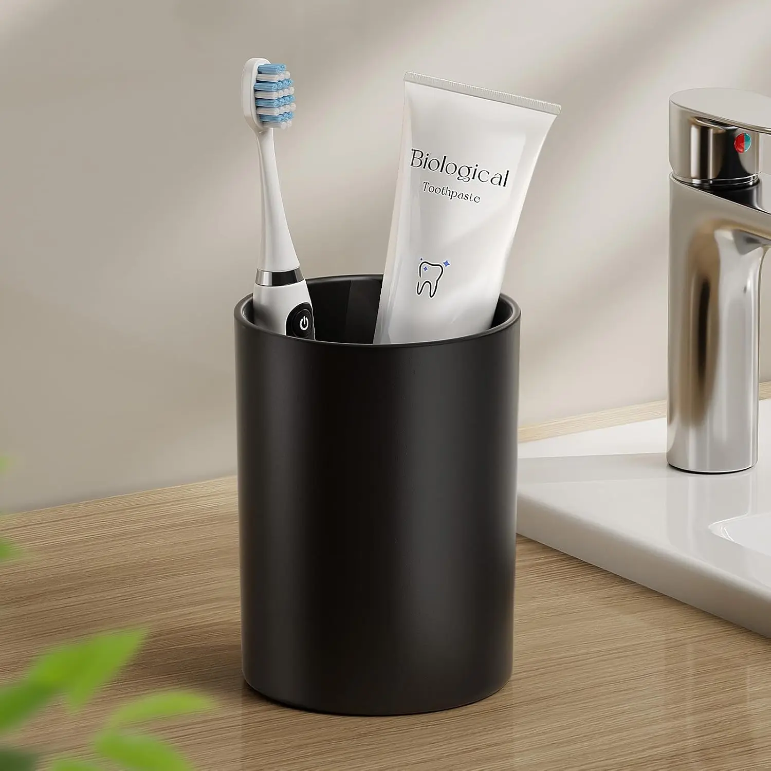 Cup 13.75oz Bathroom Tumbler 1PK,Black | Easy to clean 390ml plastic bathroom tumbler with non-slip grip. Durable  cup for , travel and business