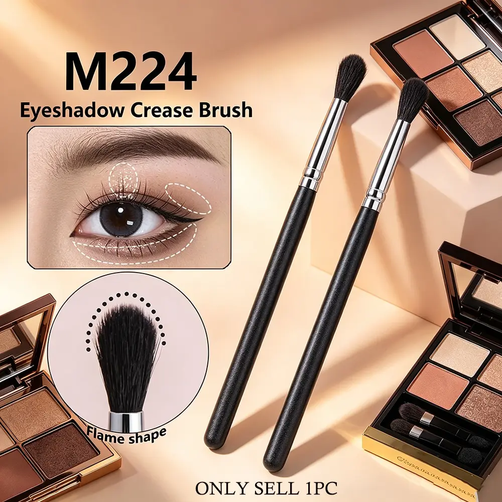 M224 Natural Goat Hair Eyeshadow Crease Brush, Soft Professional Makeup Tool, Ideal for Eye Crease & Blending, High-Quality Cosmetic Brush