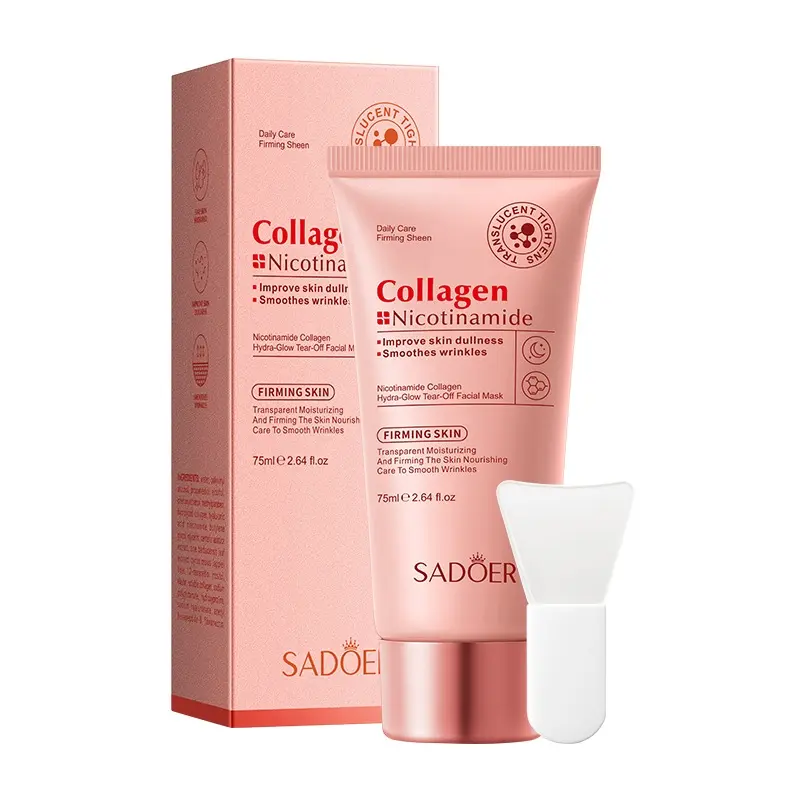 Peel Off Facial Mask Nicotinamide Collagen Hydrating Light Translucent Glow Mask Collagen Hydration Mask Deep Moisturizing Fade Dullness Soft Skin Care Mask For Girls Women Home SPA Beauty Treatment Tear Off Mask