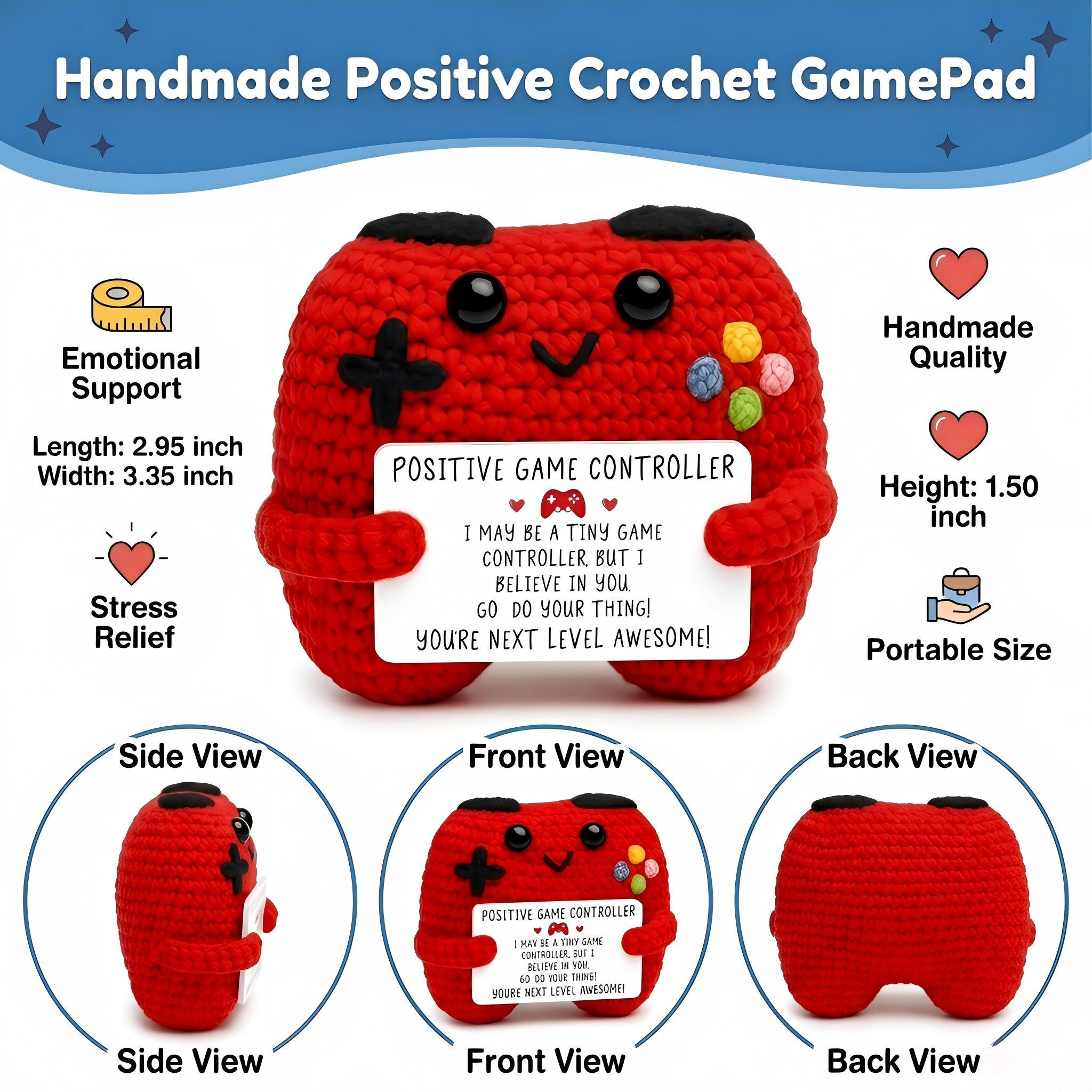 Adorable Handmade Knit Game Controller Plush, Unique Emotional Support Stress Relief Doll, Soft Squeeze Toy, Birthday Christmas & Holiday Gifts for Women, Men & Him, Teacher Appreciation Present, Small Cute Decor for Home, Office & Bag Pendant