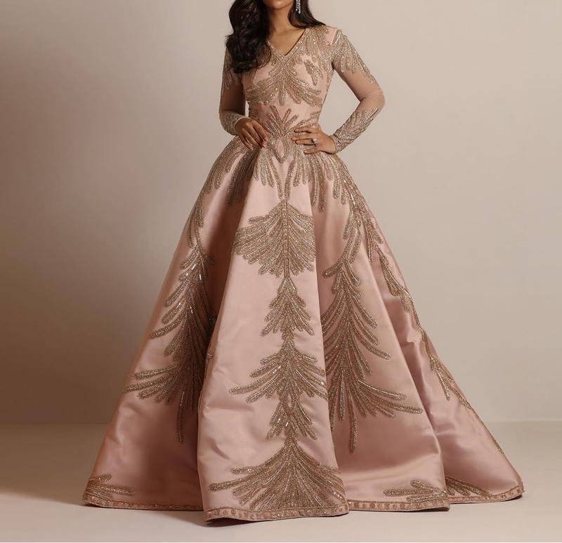 Women's Gilding Long Sleeve Dress Banquet Sexy Evening Dress Formal Womenswear