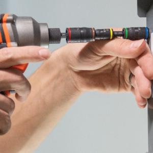 32907 Impact Driver, 7-in-1 SAE Impact Socket Set, Flip Socket Set with 1/4, 5/16, 11/32, 3/8, 7/16 and 1/2-Inch Nut Driver Sizes and 1/4-Inch Bit Holder, 5-Inch Shaft