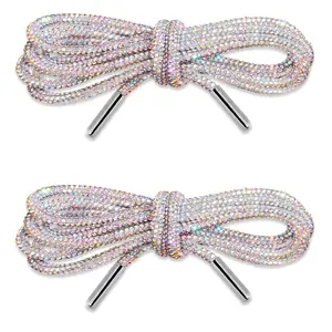 2-Pack Holographic Sparkly Rope Laces, Rhinestone Glitter Drawstrings, 31.50/39.37/47.24/55.12/62.99 Inch Fashion Cords, Decorative Strings for Shoes, Hoodies, Trunks, DIY Styling & Daily Accessories