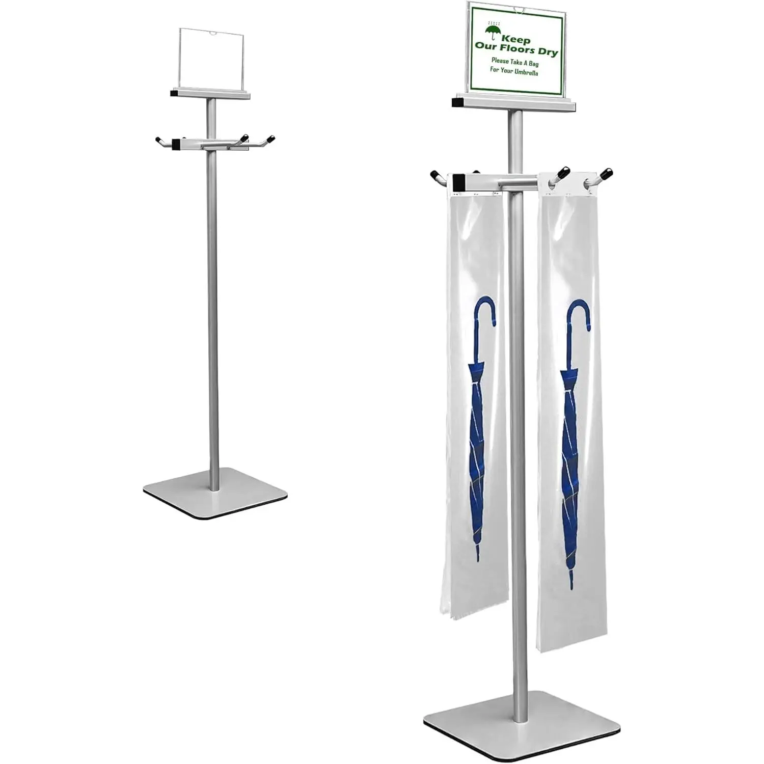 Umbrella Holder Stand with Free 200 Large Disposable Plastic Wet Umbrella Bags, Freestanding Umbrella Storage Stand for Entryway Home Office