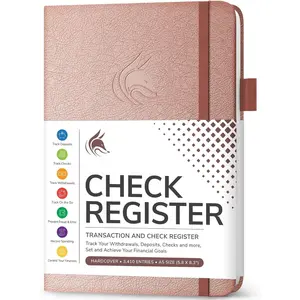 Check Register Book - Deluxe Transaction Register, Accounting  Book, Checkbook Register & Checking Account Register Book for Personal and Work Use, A5 Hardcover - Rose