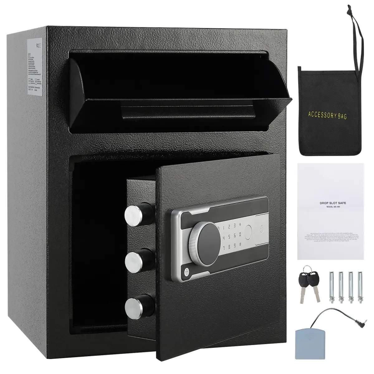 1.7 Cub Depository Safe, Deposit Safe with Drop Slot, Electronic Code Lock and 2 Emergency Keys, 17.71'' x 13.77'' x 13.77'' Business Drop Slot Safe for Cash, Mail in Home, Hotel, Office
