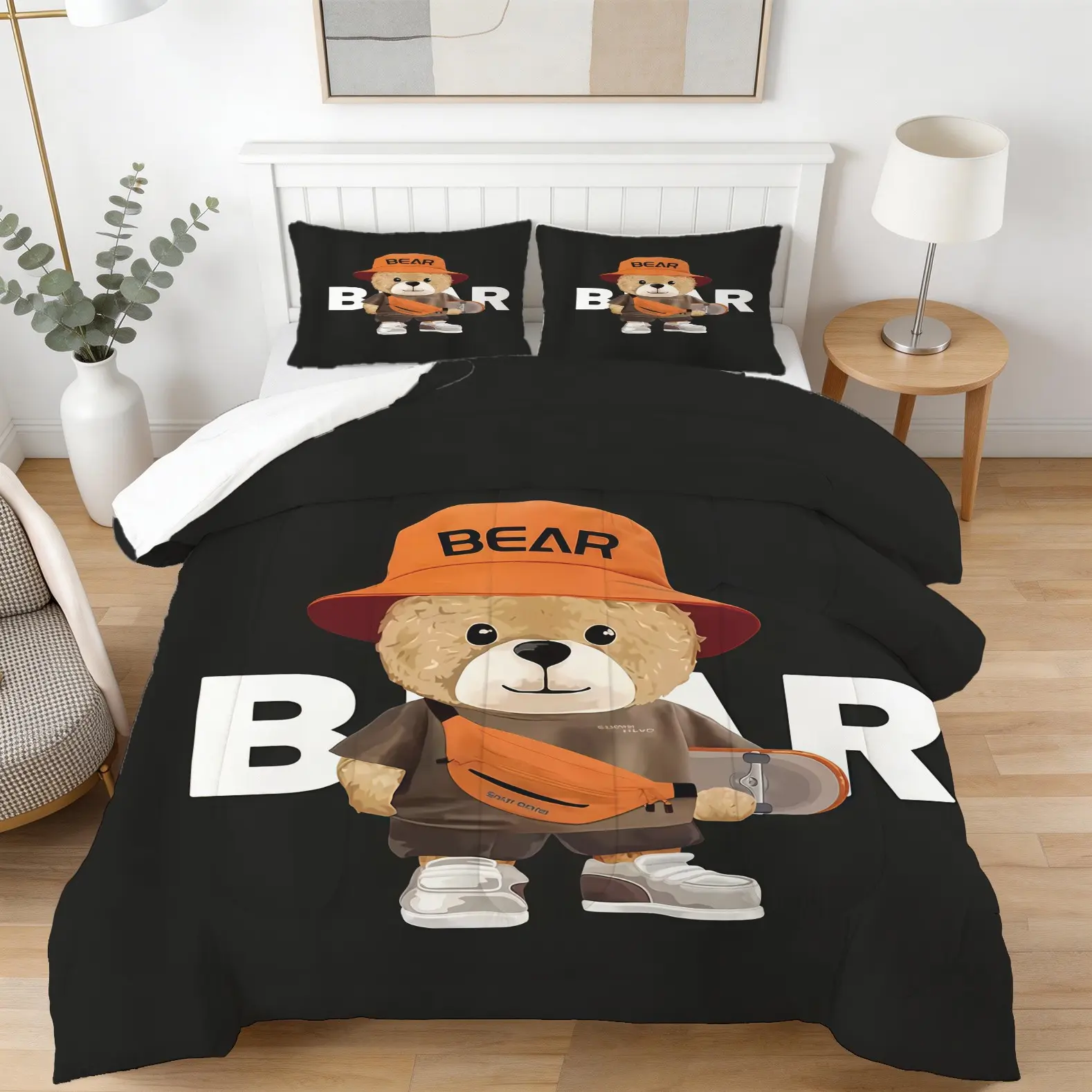 Bear Pattern Comforter Set, Including 1 Comforter And 1 Or 2 Core-Free Pillowcases, Suitable For Home Or Dormitory Decoration, Very Suitable Holiday Gift