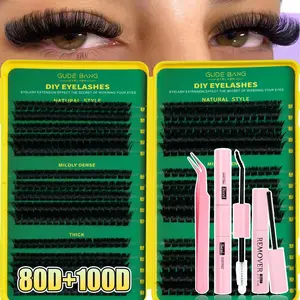 Surprise Self-Made False Eyelashes Extension, Natural Look with Artificial Lashes, Dense Curled Fake Eyelash Group for Home Use