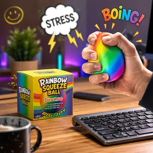 Rainbow Stress Balls - Bulk Party Favors, Fun Squeeze Toys for Kids, Birthday Classroom Giveaway Gifts (Home & Festive Party Supplies)