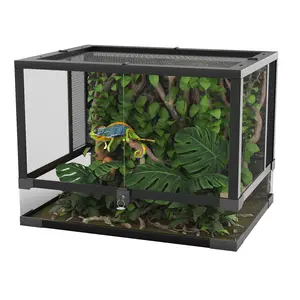 Reptile Terrarium Enclosure – Large Front Opening Tank with Secure Lock, Superior Top & Side Ventilation  – Multiple Sizes Available