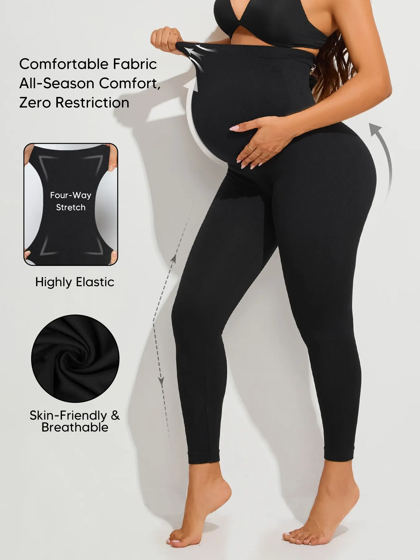 Women's Seamless High-Waisted Pregnancy Shorts, Fashionable Breathable Comfortable Maternity Pants, Ideal for Pregnant Women