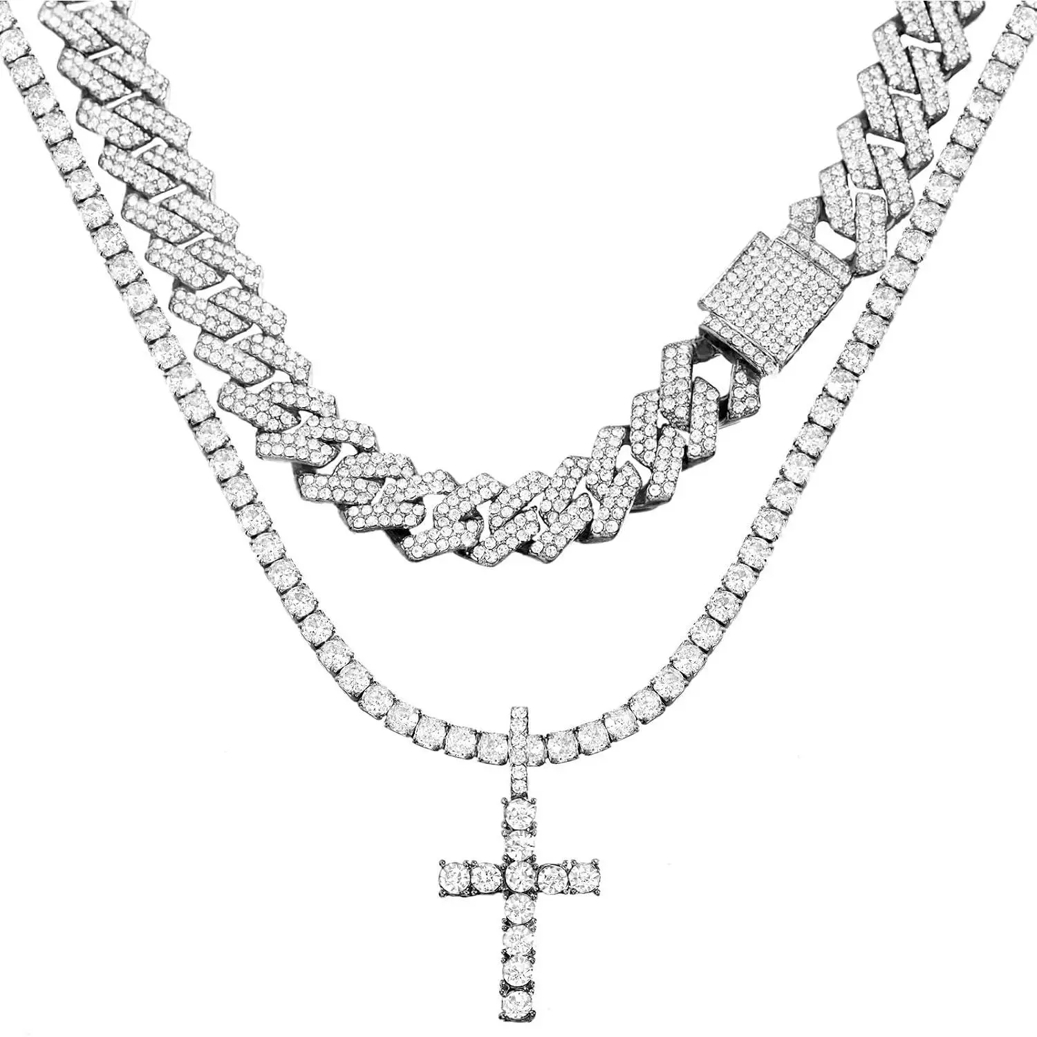 Cuban Link Chain - Iced Miami  Pendant  Chain for Women & Men - Religious