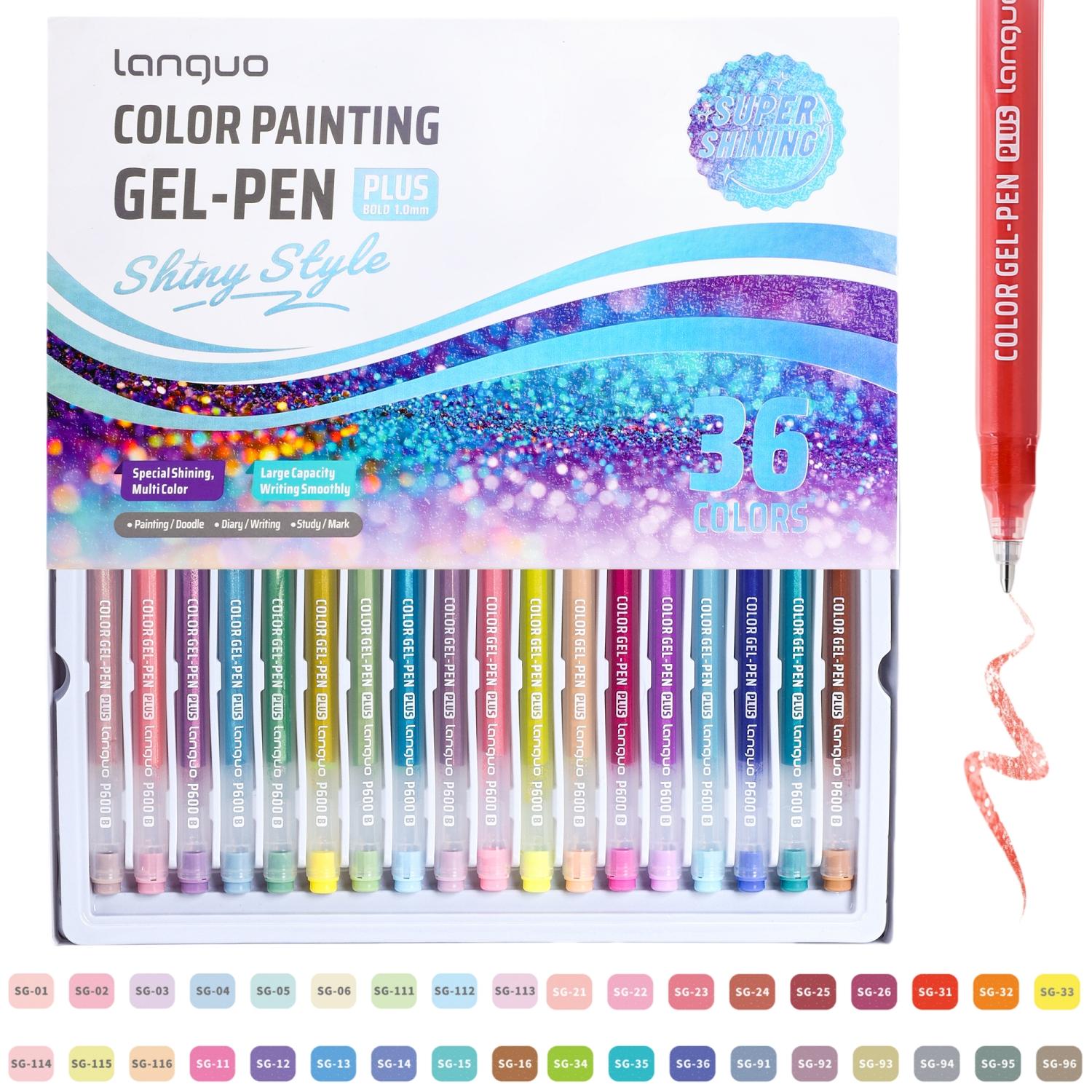 16/24/36/54/72 Color Glitter Gel Pen , Super Flash effec Gel Pens for Coloring Books Drawing Doodling, 1.0mm Colored Gel Pens DIY Birthday Cards