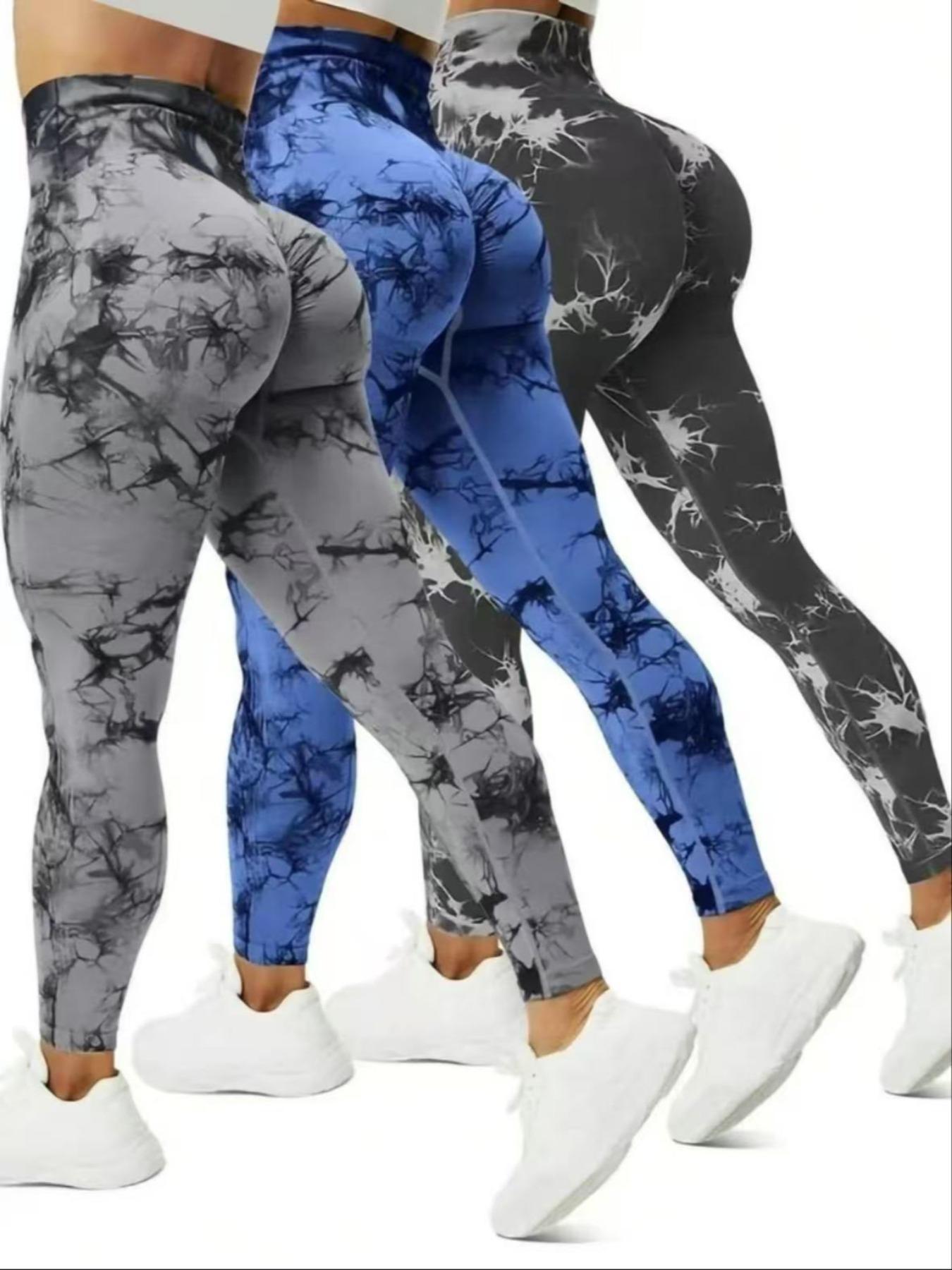 Women's High-Waisted Seamless Yoga Pants, Tie-Dye Sports Leggings, Elastic Hip-Lifting Gym Wear, Comfortable Fashion for All Seasons