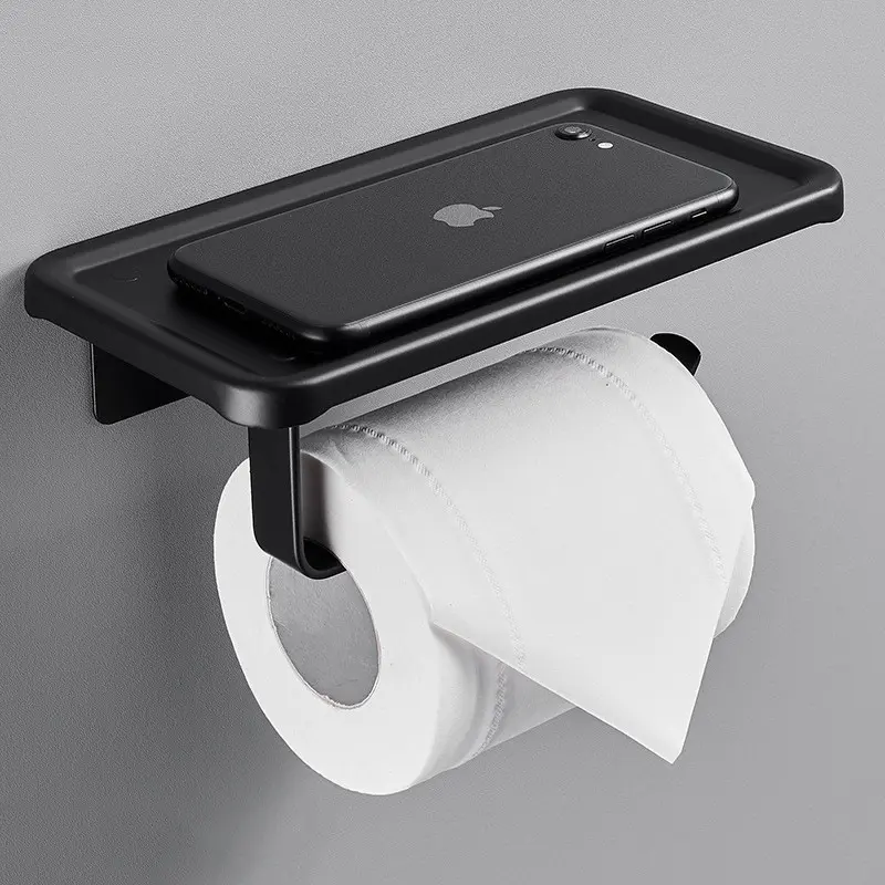 No-drill tissue holder, space aluminum tissue box, bathroom shelf, toilet phone holder, toilet paper roll holder, sanitary napkin box..