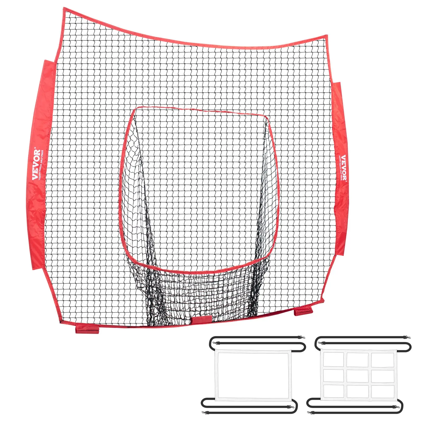 VEVOR 7x7 ft Portable Mesh Net Baseball Training Aid Backstop Equipment with Strike Zone for Hitting Practice, Tool Upgrade with Portable Setup (Net Only)