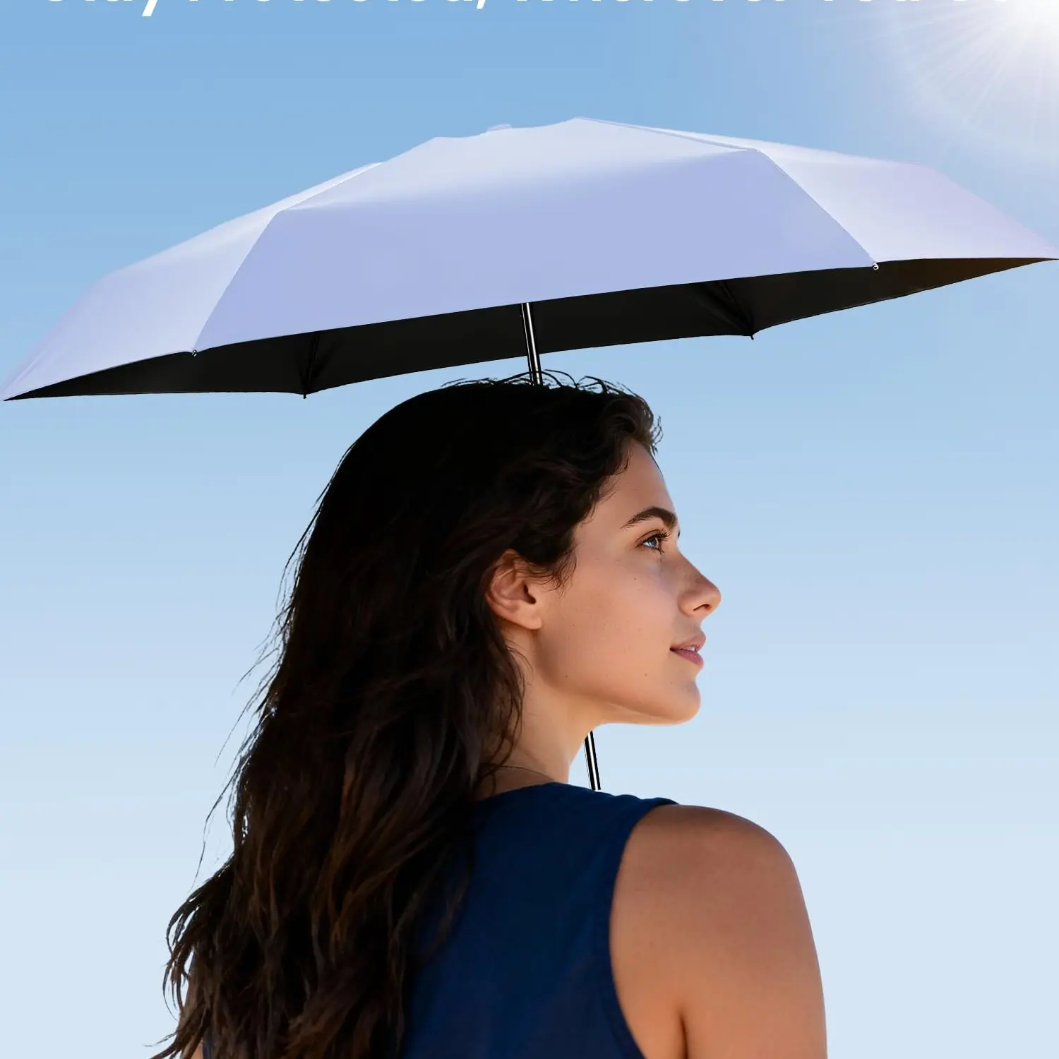 Dual Use Lightweight Mini Capsule UV Umbrella, Upf 50 Portable 5-Fold, Ideal for Daily Commute, Outdoor Gear