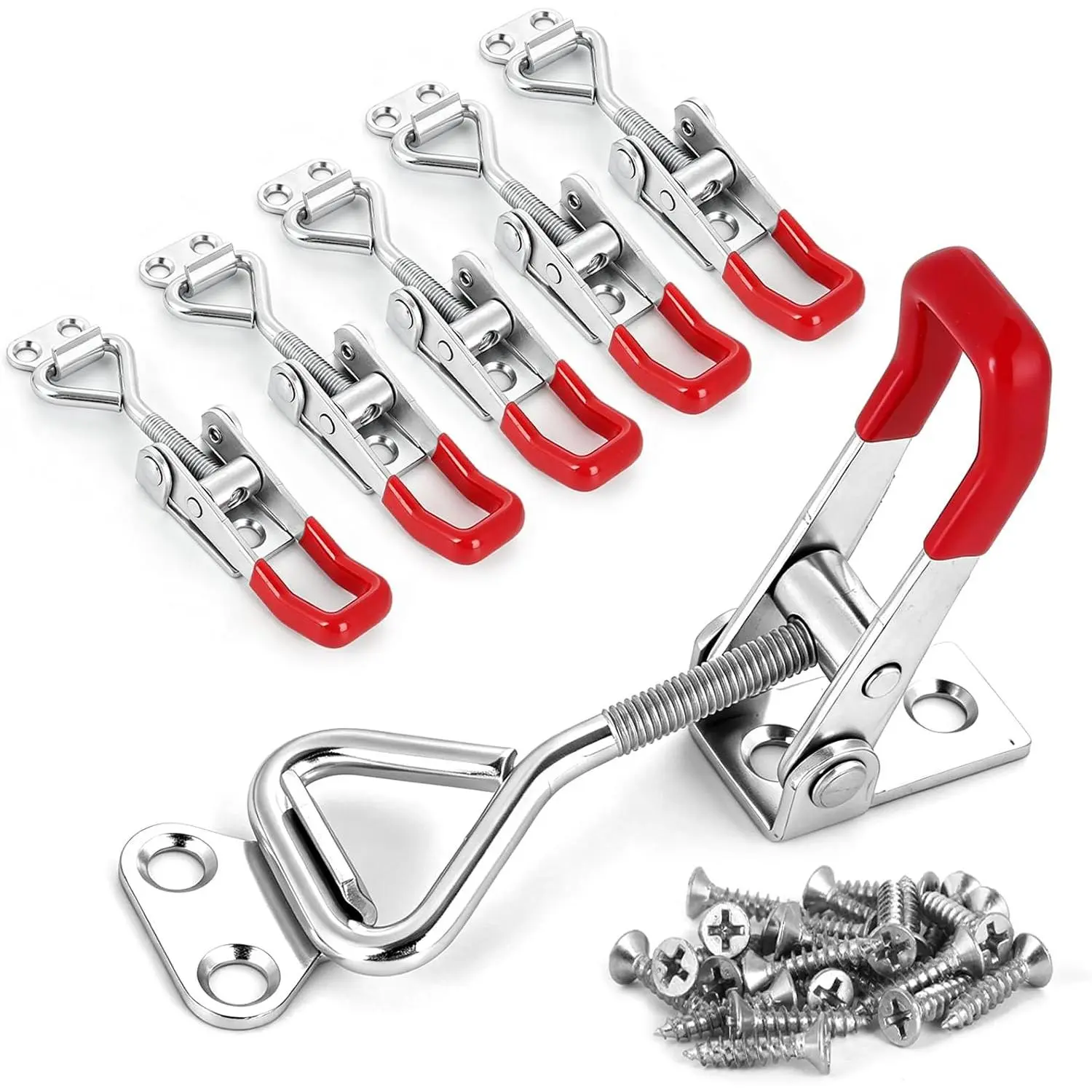 6-Pack Toggle Latch Clamp 4001, 330LB Heavy Duty, Zinc Plated, Adjustable Quick Release, Versatile for Freezer//Cabinet - Professional Grade + 26 Screws