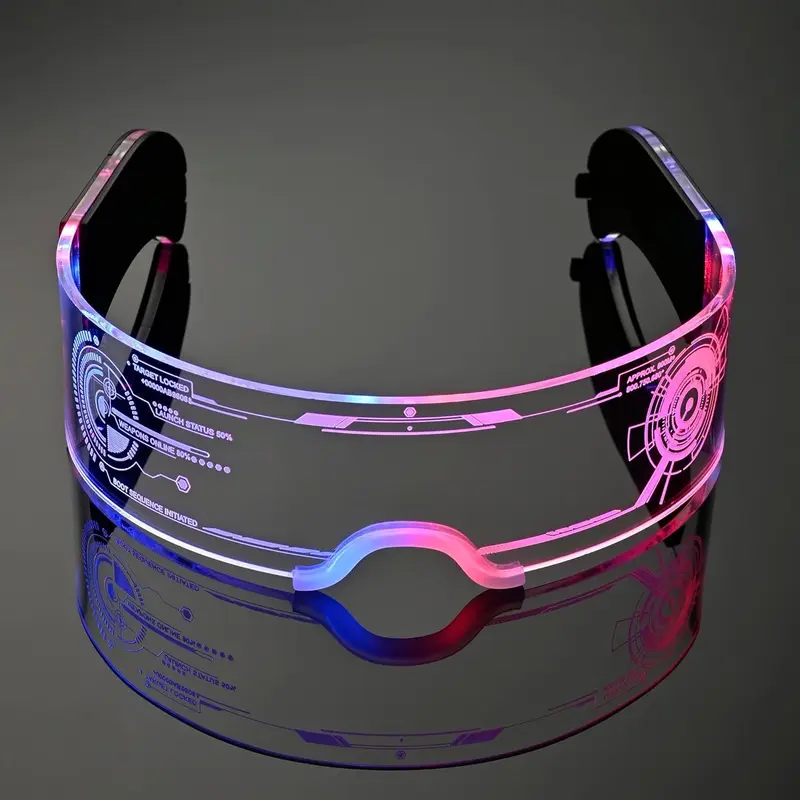 RGB LED Glasses, 7 Colors Sci-Fi Glow Atmosphere Light, Energy Efficient, Cyberpunk Style, Perfect for Weddings, Birthdays, Parties, Music Festivals, Cosplay, Raves, Party Accessories, Festival Party Supplies