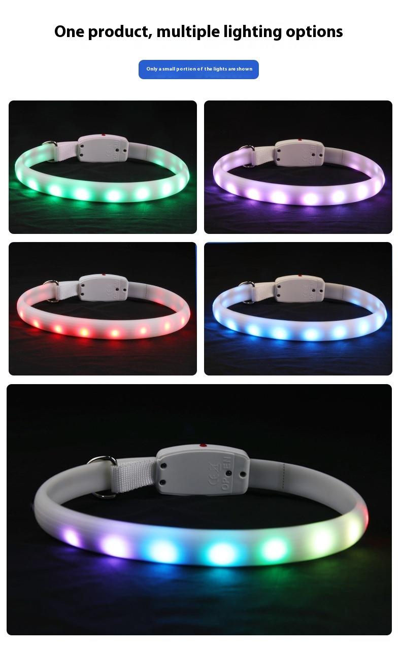 【Pet Essential】USB rechargeable luminous leather belt LED flashing collar with adjustable brightness, extremely cool. christmas  collar ball toy Adjustable LED harness