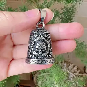 Motorcycle Bells for Men Metal Motorcycle Skull Charm Vintage Handmade Biker Ornament Weatherproof Rider Key Chain for Road Trip