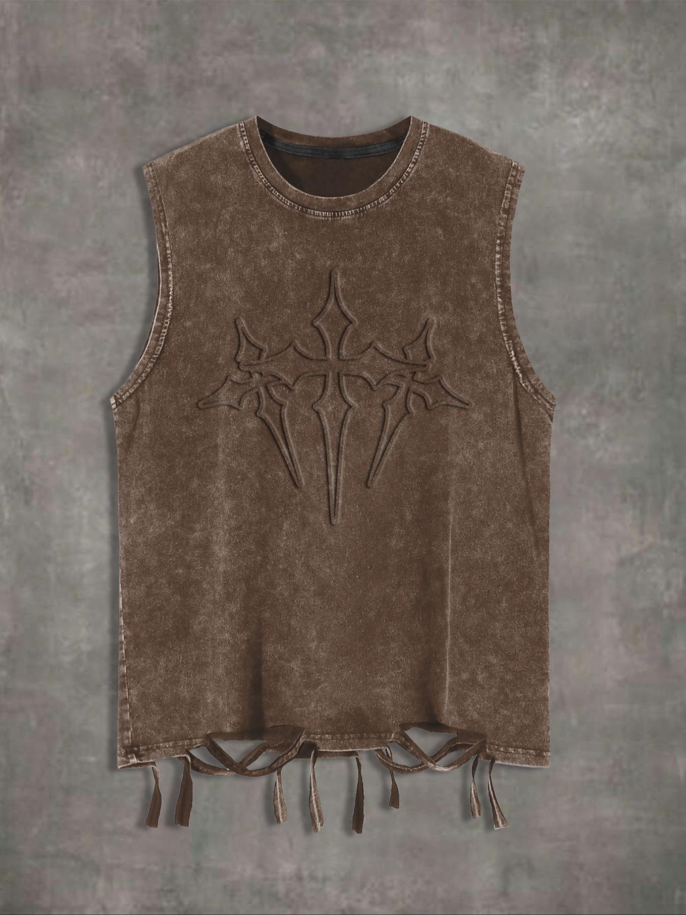 Men's Graphic Print Tank Top, Casual Street Sleeveless Round Neck Top for Summer, Men's Clothes for Daily Wear, Sleeveless Tank Tops, Cotton