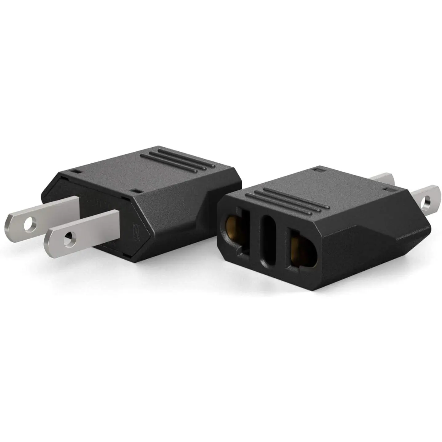 Mexico Travel Plug Adapter, European to  Plug Adapter,  Outlet Adapters, 2-Pack EU to  Adaptor,  to , Type A Pin Converter, Black