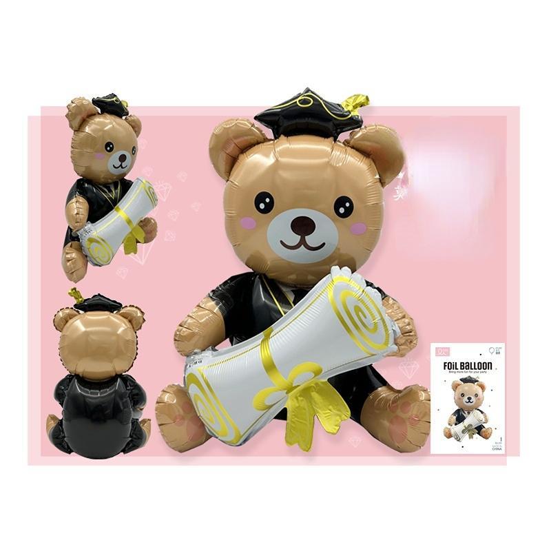 Decorating Graduation Bear Shaped Balloon, 1 Count Bear Holding Graduation Certificate Balloon, Birthday Party Photo Props, Background Decoration for Graduation Party, Decorations Supplies