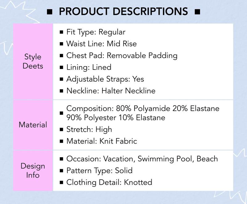 Cider Halter Neckline Rivet Knotted 3 Piece Bikini Set With Shorts