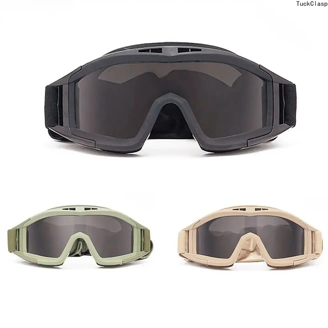 Unisex 3-Pack Tactical Sports Goggles, Fog-Resistant Protective Eyewear with Adjustable Strap, Windproof & Anti-Sand Design, Impact-Resistant Goggles for Hiking, Cycling, Outdoor Activities & Sports