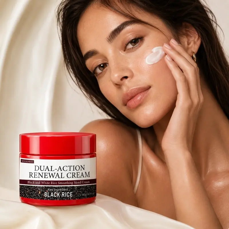 Dual-Action Renewal Cream, Black and White Rice, Smoothing, Skin Mend, Daily Skincare, 140g