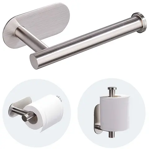 Self-Adhesive Toilet Paper Holder, Stainless Steel Rustproof Adhesive Mount Installation Toilet Roll Holder, No-drilling Efficient Paper Organizer for Kitchen, Bathroom Storage Solutions, Tissue Dispenser, Bathroom Organization, Bathroom Necessities