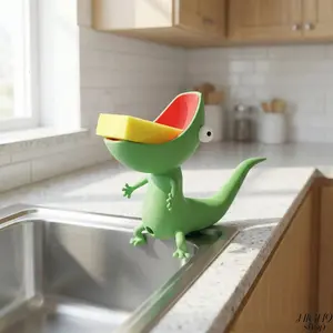 Cute Lizard Shaped Multi-Purpose Plastic Storage Tray, Practical Soap Dish For Bathroom And Sponge Holder For Kitchen Sink, Versatile Decorative Ring, Key And Candy Organizer For Household Daily Use