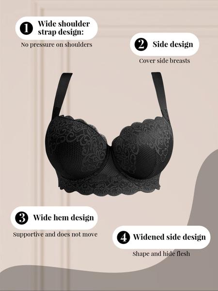 3Pce Plus Size Bras for Women Bra Supportive Underwire Bra Full Coverage Bra Push Up Lingerie Anti Sagging Bra Comfort Sexy Bra Simple Elegant Everyday Bra Halloween Clothes Sports Bras for women Back To School