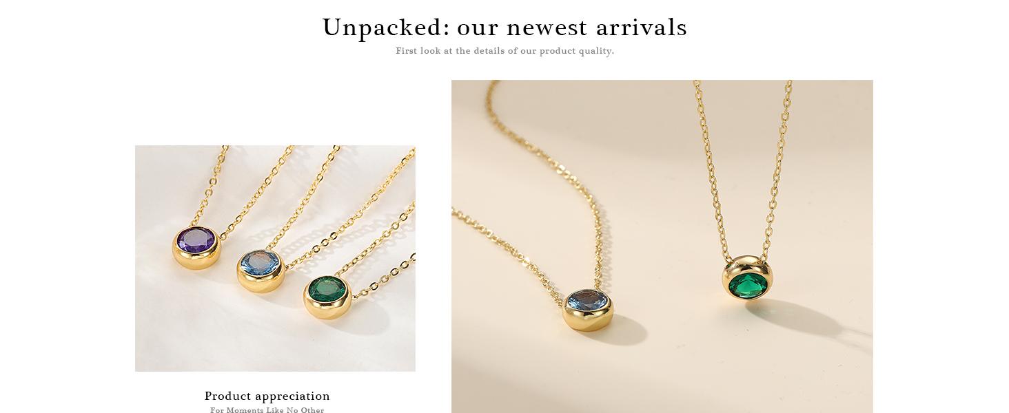 Trendy Birthstone Necklace for Women, Dainty 14K Gold Plated Red Blue Green Diamond Emerald Birthstone Necklace 12 Month Birthstone Jewelry Birthday Gifts for Women Teen Girls