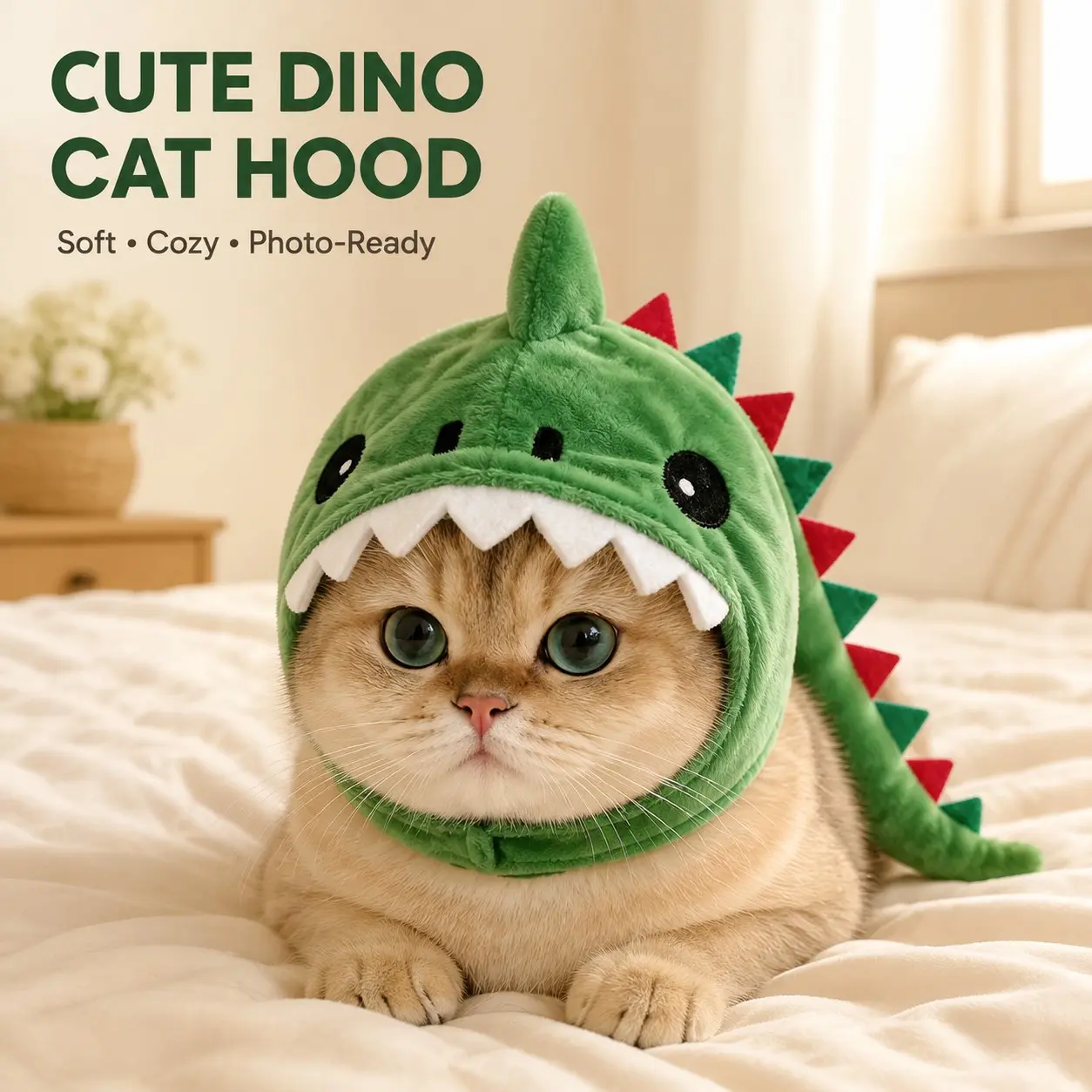 Cute Cat Dinosaur Headgear, Transformable Pet Costume Hat, Funny Cartoon Animal Prop, Perfect for Photoshoots and Fun Events