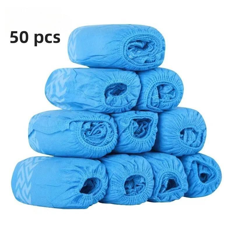 50pcs Non-Woven Shoe Covers, Breathable and Slip-Resistant, Waterproof and Dustproof, Durable Adult Size for Home Visits and Outdoor Use