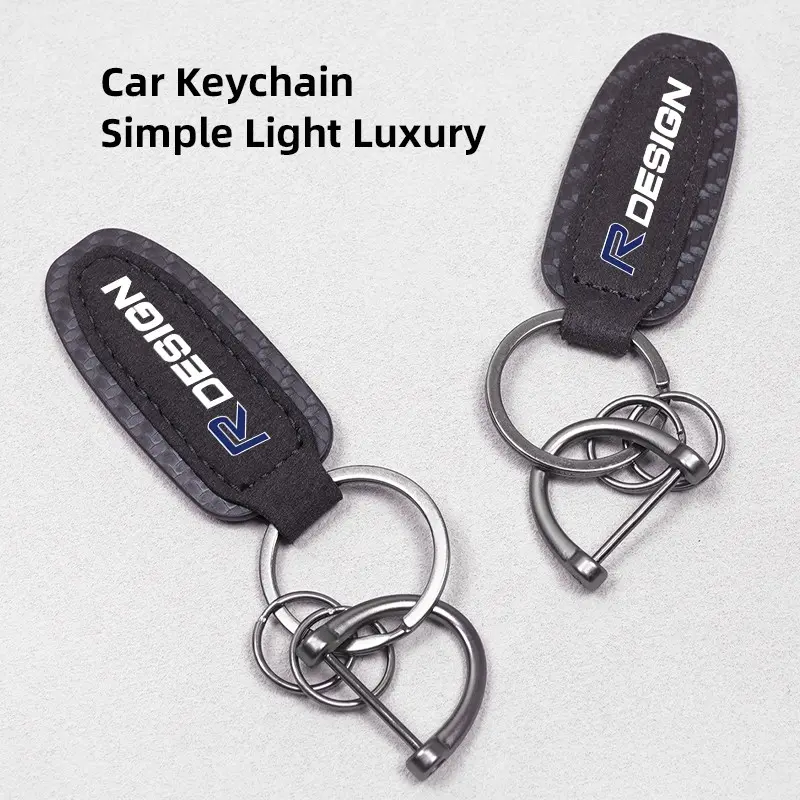 Metal Leather Car Keychain Car Key Ring For Volvo XC90 V90 V60 XC60 V40 EC40 EX40 S80 S60 S90 C40 XC40 V70 XC70 C30 C70 EX90 Rdesign