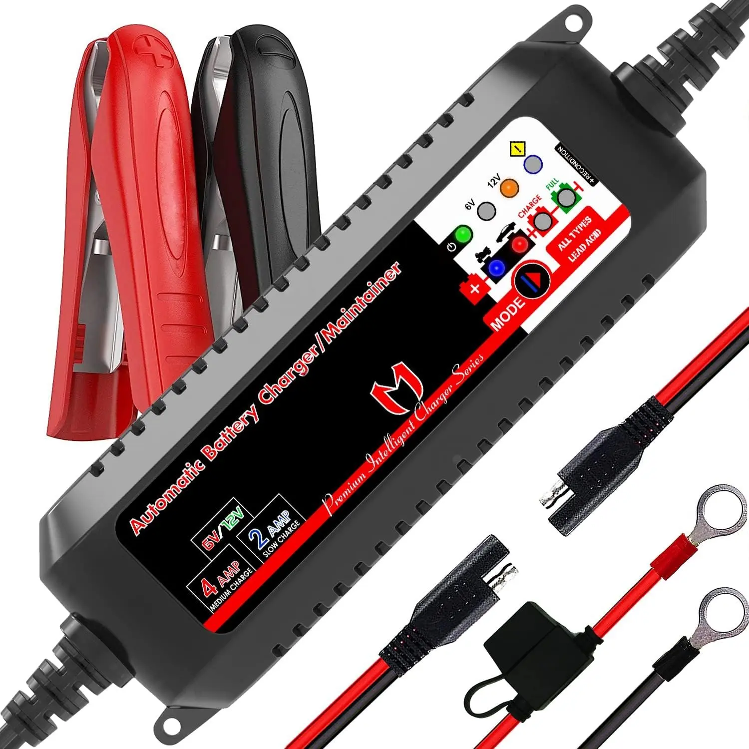 MP00207 6V and 12V 4AMP Automatic   Charger |  Charger,  Maintainer,  Desulfator with Force   Mode