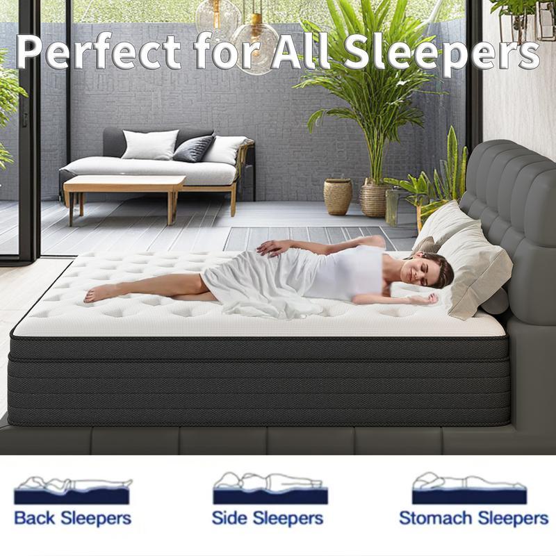 10/12/14 Inch Memory Mattress with Independent Springs, Provides Pressure Relief, Motion Isolation and Firm Edges, Medium Firm, Twin/Full/Queen/King Size