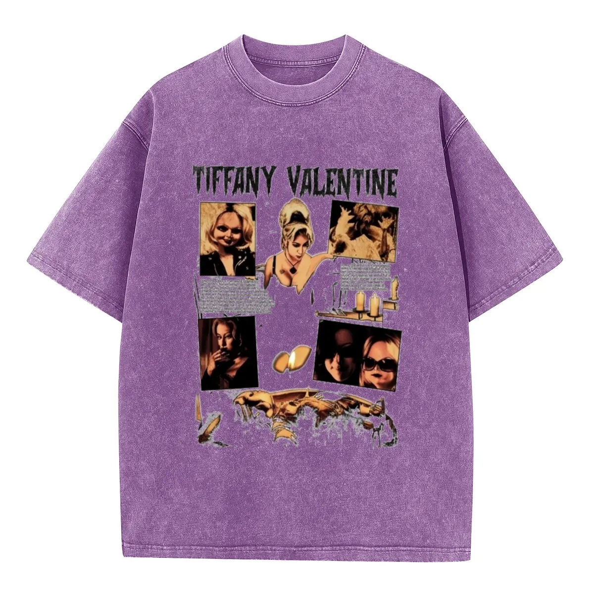 Tiffany Valentine Horror Character T-Shirt — *Bride of Chucky* themed, Halloween movie tee, a horror season essential, unisex streetwear style, fun graphic print, casual street look, 220g washed cotto Oversized Breathable